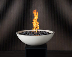 Warming Trends AON GFRC Architectural Aura Bowl Concrete Vessels w/ Crossfire Brass Burner