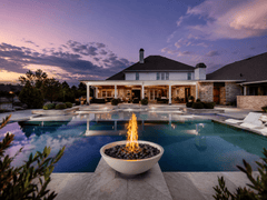 Warming Trends AON GFRC Architectural Aura Bowl Concrete Vessels w/ Crossfire Brass Burner