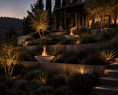 Warming Trends AON GFRC Architectural Halo Round Wok Concrete Vessels w/ Crossfire Brass Burner