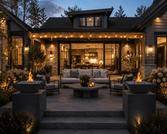 Warming Trends AON GFRC Architectural Ember Square Wok Concrete Vessels w/ Crossfire Brass Burner