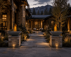 Warming Trends AON GFRC Architectural Ember Square Wok Concrete Vessels w/ Crossfire Brass Burner