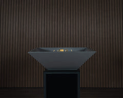 Warming Trends AON GFRC Architectural Ember Square Wok Concrete Vessels w/ Crossfire Brass Burner