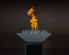 Warming Trends AON GFRC Architectural Ember Square Wok Concrete Vessels w/ Crossfire Brass Burner