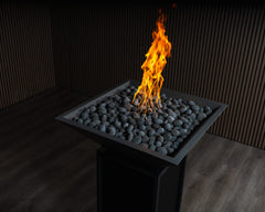 Warming Trends AON GFRC Architectural Ember Square Wok Concrete Vessels w/ Crossfire Brass Burner