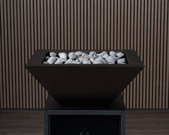 Warming Trends AON Metal Architectural Pinnacle Square Wok Metal Vessels w/ Crossfire Brass Burner