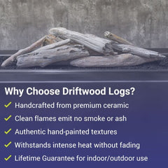 American Fire Glass Formation Creation Ceramic Driftwood Gas Fire Pit Logs, 9-Piece