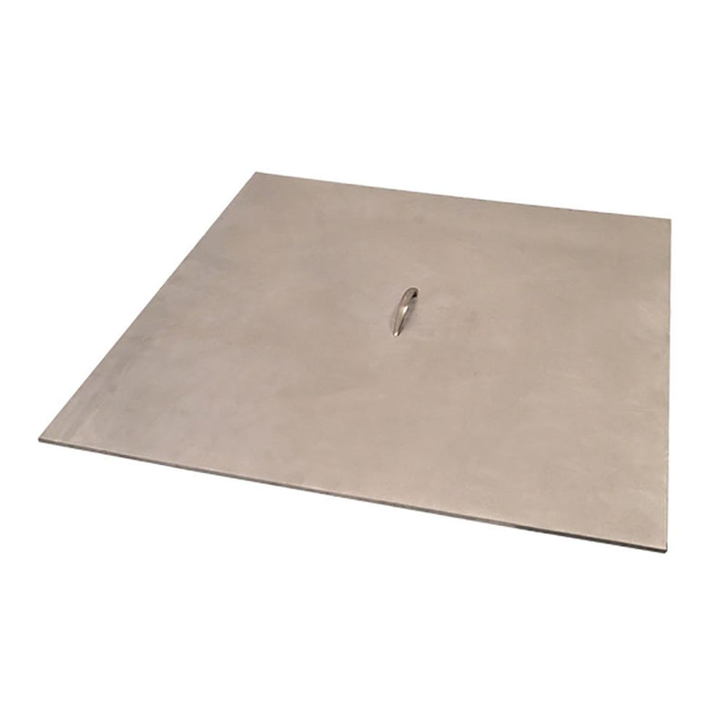 Warming Trends Square Aluminum Fire Pit Cover with 1 Handle on White Background Available in Different Sizes