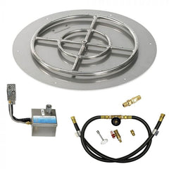 American Fire Glass SS-RFPSIT Round Stainless Steel Flat Pan with S.I.T. System and Fire Pit Ring