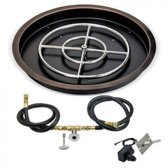 American Fire Glass OB-RSPSIT Oil Rubbed Bronze Round Drop-In Pan with S.I.T. System 19-25-Inch