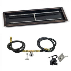 American Fire Glass Spark Ignition Fire Pit Kits, Oil Rubbed Bronze Rectangular Bowl Pans