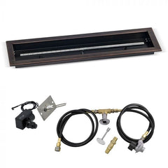 American Fire Glass Spark Ignition Fire Pit Kits, Oil Rubbed Bronze Linear Channel Pans