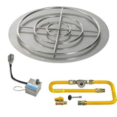 American Fire Glass Round Stainless Flat Pan with S.I.T. System and Fire Pit Ring