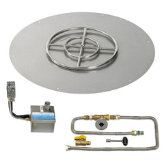 American Fire Glass SS-RFPSIT Round Stainless Steel Flat Pan with S.I.T. System and Fire Pit Ring