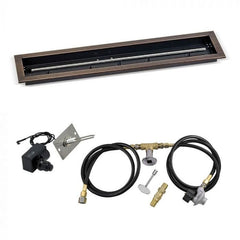 American Fire Glass Spark Ignition Fire Pit Kits, Oil Rubbed Bronze Linear Channel Pans