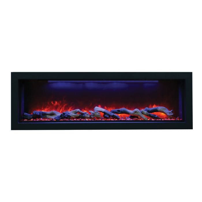 Amantii Panorama Deep Indoor/ Outdoor Built-In Electric Fireplace with Logs and Black Steel Surround