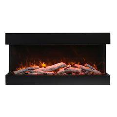 Amantii Tru-View XL Deep Three Sided Glass Electric Fireplace Built-In with Decorative Media