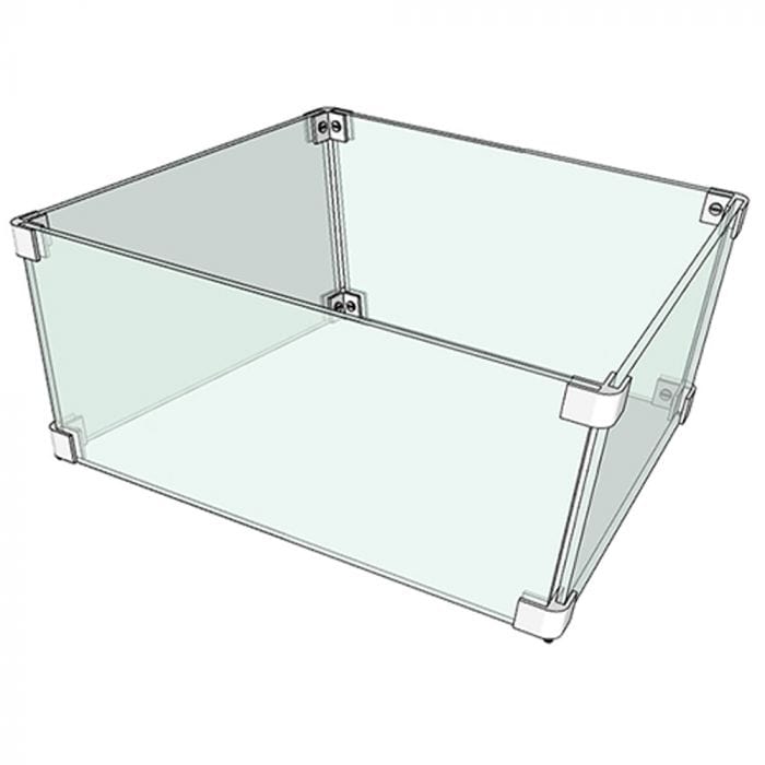 The Outdoor Plus 20x20x0.25-Inch Square Tempered Glass Wind Guard in White Background