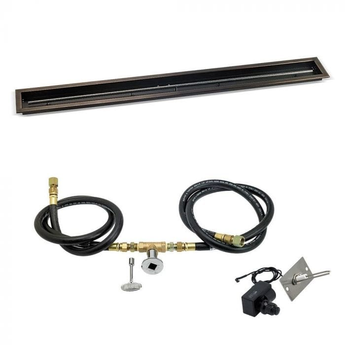 American Fire Glass Spark Ignition Fire Pit Kits, Oil Rubbed Bronze Linear Channel Pans