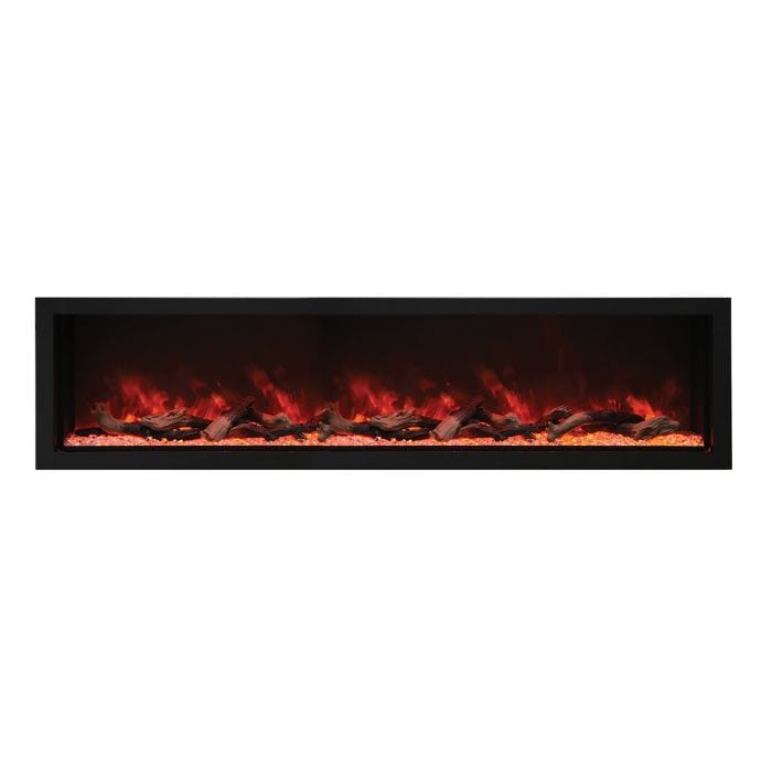 Amantii Panorama Deep Extra Tall Electric Fireplace Built-In with Black Steel Surround and Decorative Media
