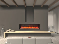 Amantii Panorama Deep Indoor/ Outdoor Built-In Electric Fireplace with Logs and Black Steel Surround