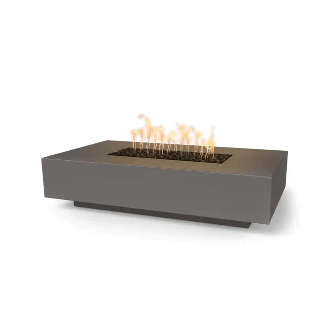 The Outdoor Plus Linear Cabo Fire Pit Powder Coated Chestnut Finish with White Background