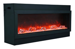 Amantii Panorama Deep Indoor/ Outdoor Built-In Electric Fireplace with Logs and Black Steel Surround