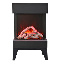 Amantii Cube 20-Inch 3-Sided Glass Electric Fireplace with Logs
