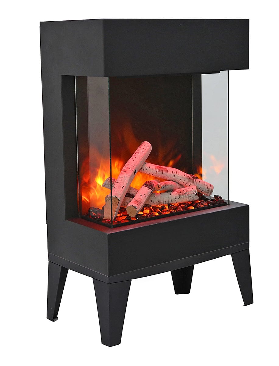 Amantii Cube 20-Inch 3-Sided Glass Electric Fireplace with Logs