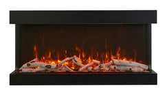 Amantii Tru-View XL Extra Tall Three Sided Electric Fireplace Built-In with Decorative Media