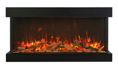 Amantii Tru-View XL Deep Three Sided Glass Electric Fireplace Built-In with Decorative Media