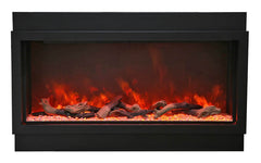 Amantii Panorama Deep Extra Tall Electric Fireplace Built-In with Black Steel Surround and Decorative Media