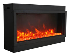 Amantii Panorama Deep Indoor/ Outdoor Built-In Electric Fireplace with Logs and Black Steel Surround