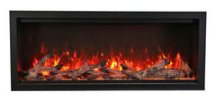 Amantii Symmetry Extra Tall Built-In Electric Fireplace with Black Steel Surround and Decorative Media