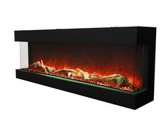 Amantii Tru-View XL Deep Three Sided Glass Electric Fireplace Built-In with Decorative Media