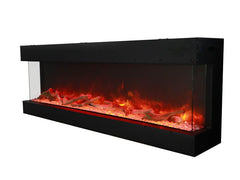 Amantii Tru-View XL Deep Three Sided Glass Electric Fireplace Built-In with Decorative Media