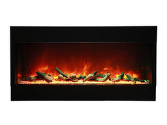 Amantii Tru-View XL Deep Three Sided Glass Electric Fireplace Built-In with Decorative Media