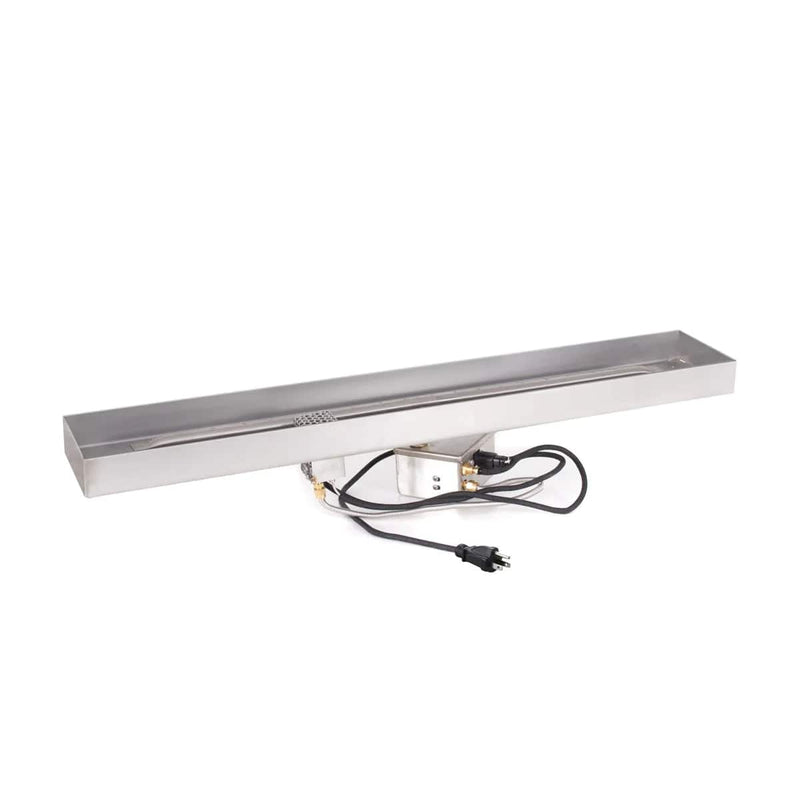 The Outdoor Plus Lipless Rectangular Drop-in Pan Linear Burner with Power Supply and White Background