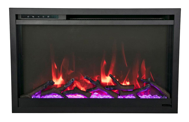 Remii CLASSIC-SLIM Extra Slim Built In Electric Fireplace with Black Steel Surround