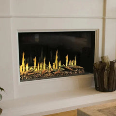 Modern Flames Orion Slim Heliovision Fireplace with Wood on Left