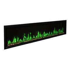 Modern Flames 52-inch Orion Slim Heliovision Fireplace Green flames with White Background