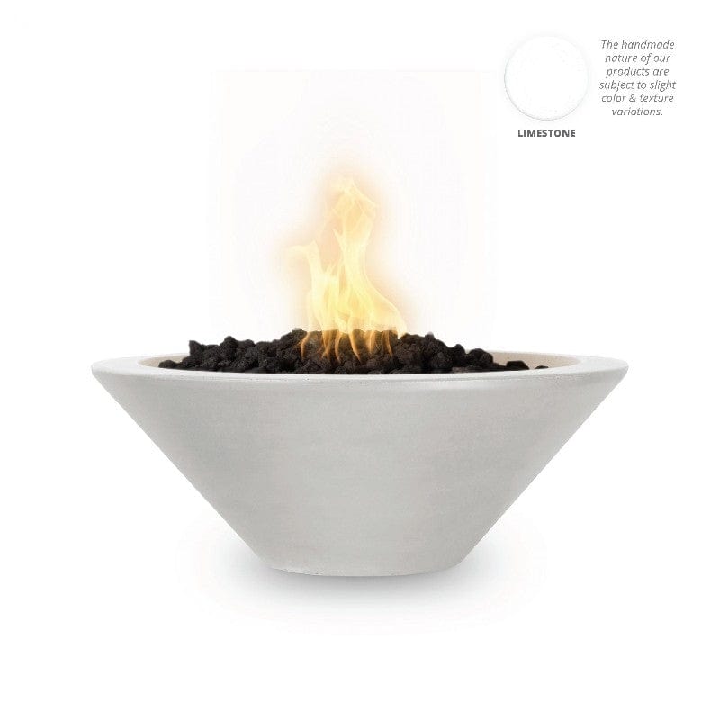 The Outdoor Plus Cazo Fire Bowl Limestone Finish with White Background