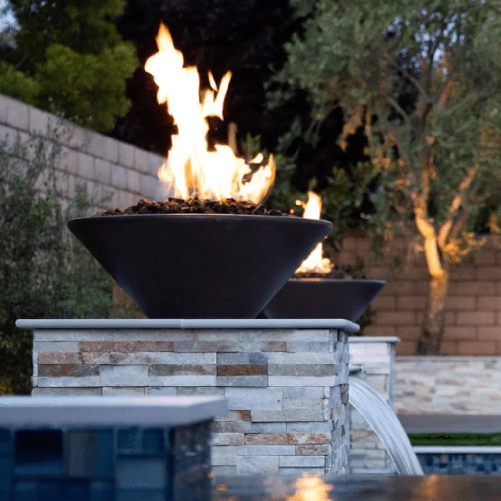 The Outdoor Plus Cazo Fire Bowl Black Finish in the Pool Area Zoom View