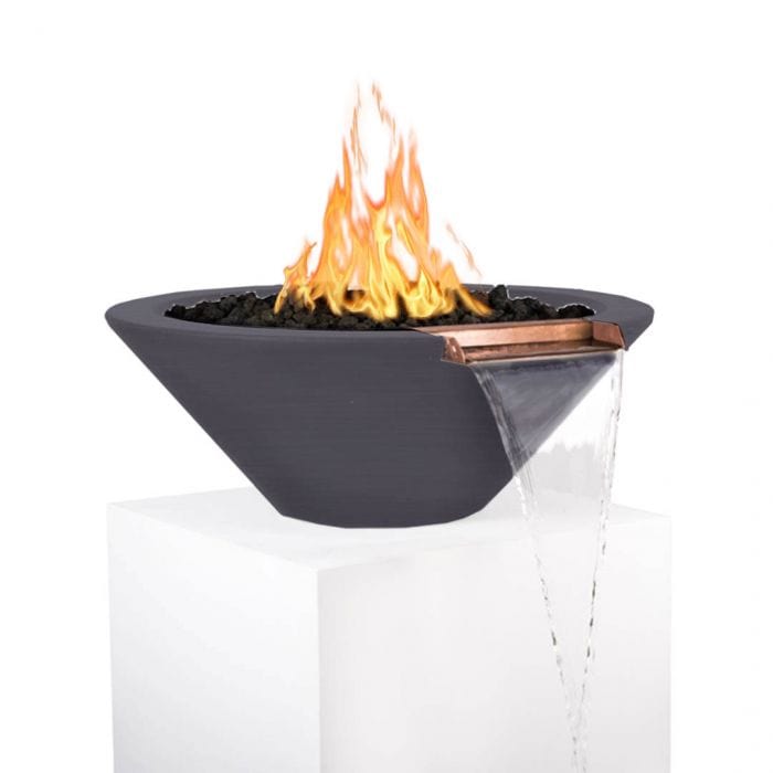 The Outdoor Plus Cazo Fire and Water Bowl Chestnut Finish with White Background