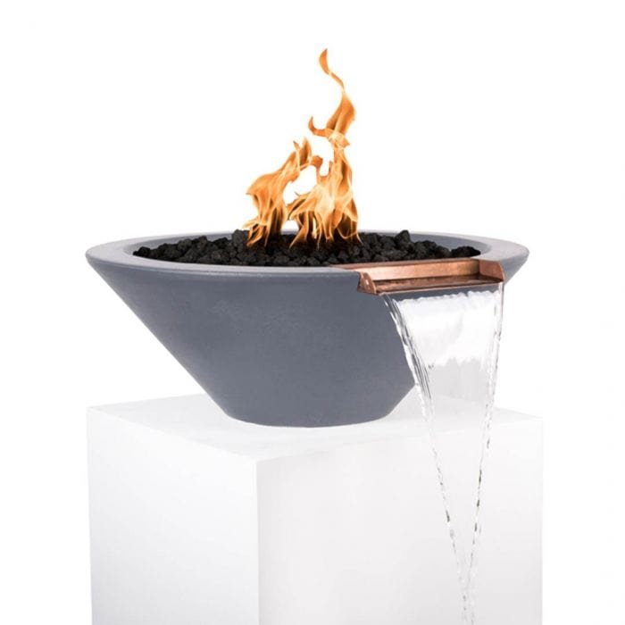 The Outdoor Plus Cazo Fire and Water Bowl Grey Finish with White Background