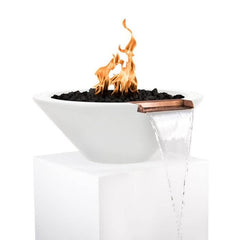 The Outdoor Plus Cazo Fire and Water Bowl Limestone Finish with White Background