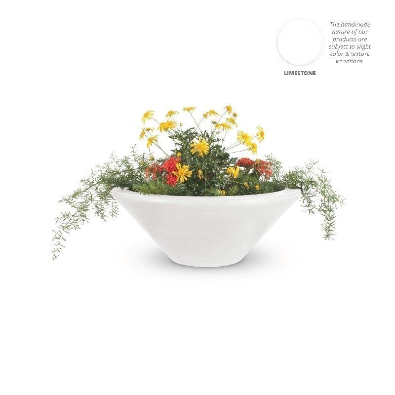 The Outdoor Plus Cazo Planter Bowl Limestone Finish with White Background