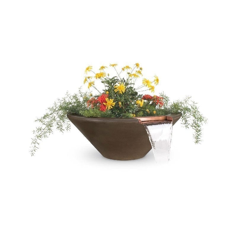 The Outdoor Plus Cazo Planter and Water Bowl Chocolate Finish with White Background