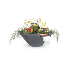 The Outdoor Plus Cazo Planter and Water Bowl Grey Finish with White Background