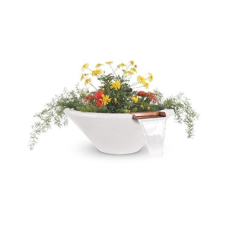 The Outdoor Plus Cazo Planter and Water Bowl Limestone Finish with White Background