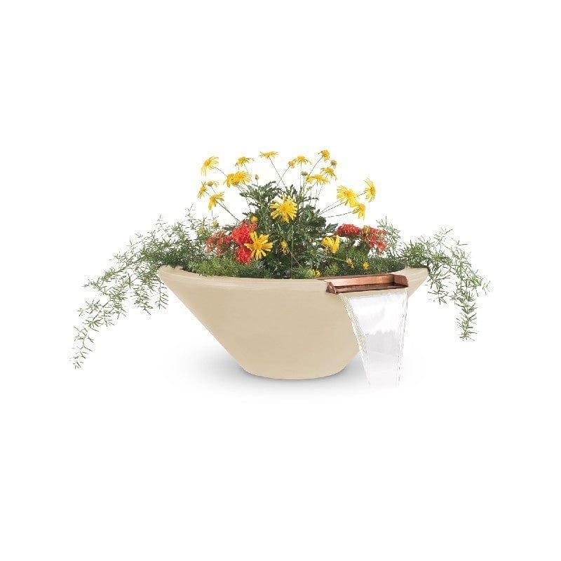The Outdoor Plus Cazo Planter and Water Bowl Vanilla Finish with White Background
